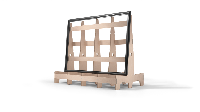 Transportgestelle aus Holz für Fenster und Türen