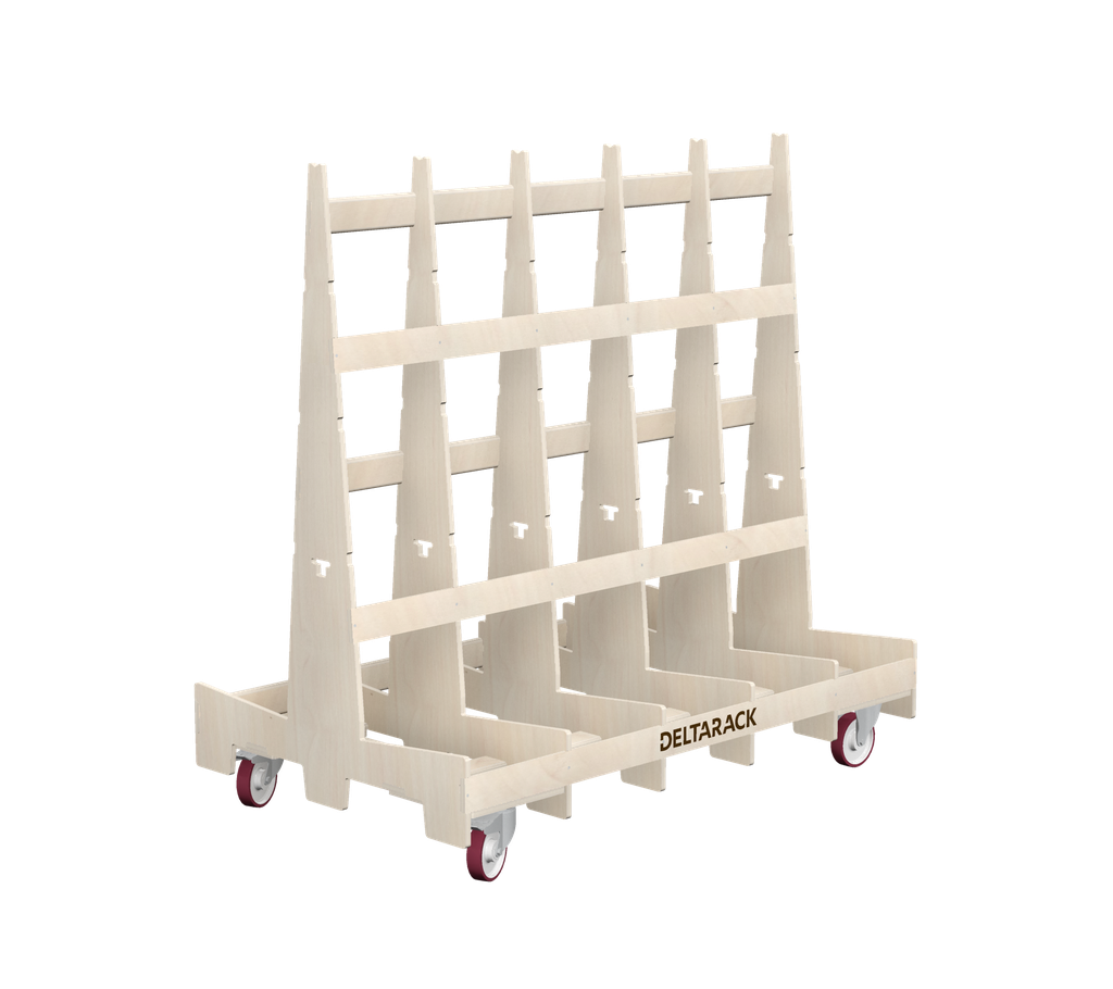 Glaswagen - Plattenwagen - TR110.180 (8, 6 Ständer, Keine Grundplatte, 2x Lenkrolle mit Bremse, 2x Bockrolle, 160 mm, 149 cm (SR))