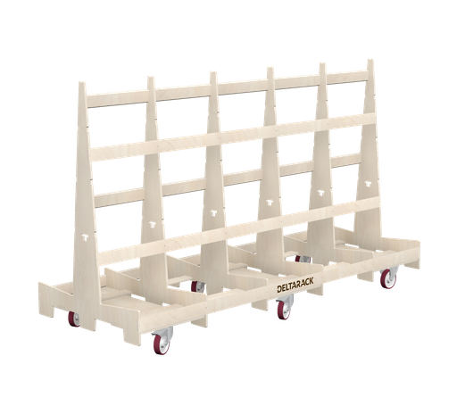 [TR110.300.160SBFX] Glaswagen - Plattenwagen - TR110.300 (8, 6 Ständer, Keine Grundplatte, 2x Lenkrolle mit Bremse, 2x Bockrolle, 160 mm, 149 cm (SR), 2 x Lenkrolle mit Bremse)